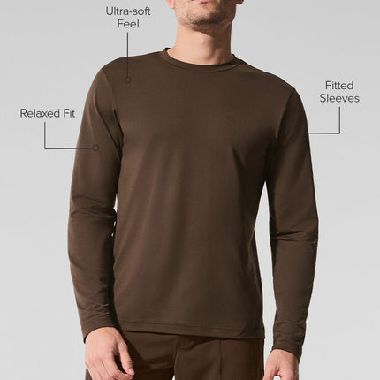 alo Men's Conquer Reform Crewneck Long Sleeve - Espresso