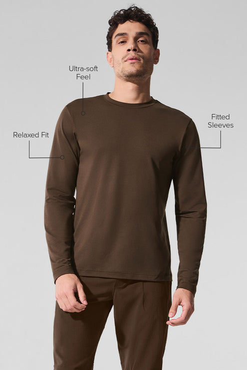 alo Men's Conquer Reform Crewneck Long Sleeve - Espresso