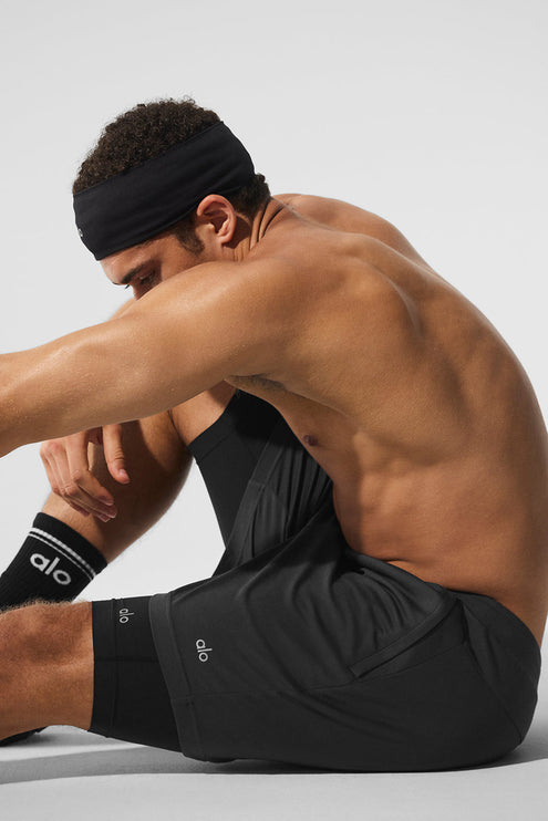 alo Men's Conquer React 2-In-1 Performance Short - Anthracite/Black