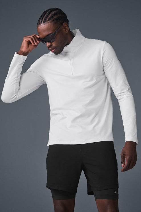 alo Men's Conquer 1/4 Zip Reform Long Sleeve - White