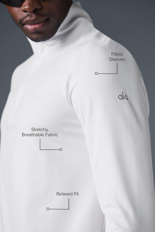 alo Men's Conquer 1/4 Zip Reform Long Sleeve - White