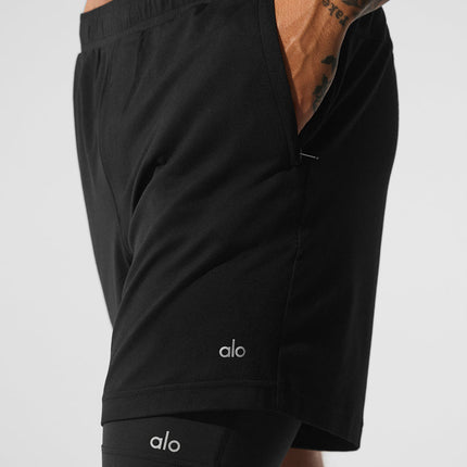 alo Men's Conquer React 2-In-1 Performance Short - Black/Black