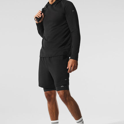 alo Men's Conquer React 2-In-1 Performance Short - Black/Black