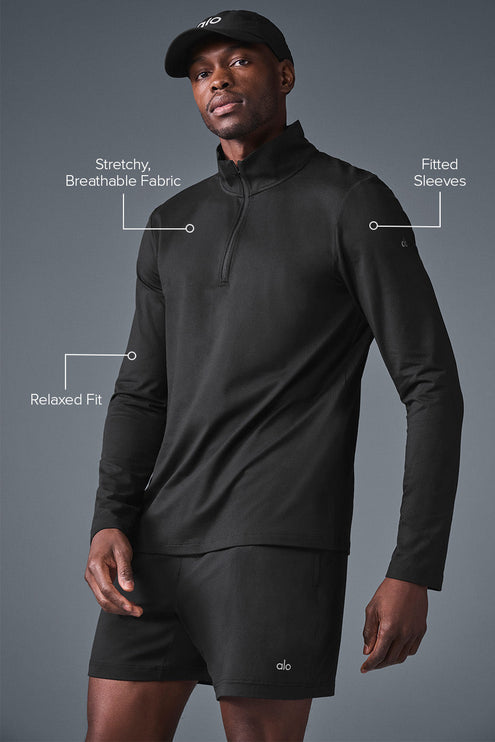 alo Men's Conquer 1/4 Zip Reform Long Sleeve - Black