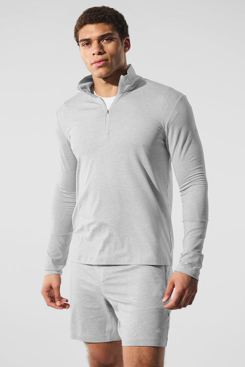 alo Men's Conquer 1/4 Zip Reform Long Sleeve - Athletic Heather Grey