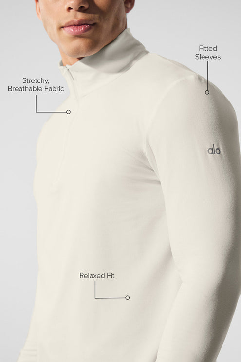 alo Men's Conquer 1/4 Zip Reform Long Sleeve - Bone