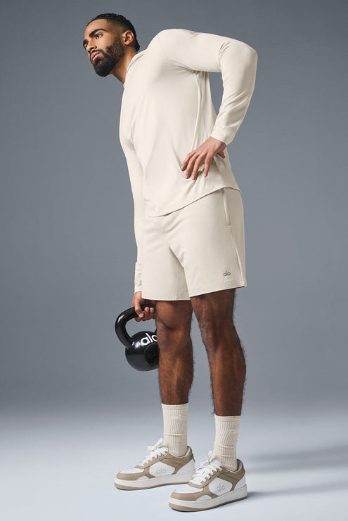 alo Men's Conquer Reform Long Sleeve With Hood - Bone