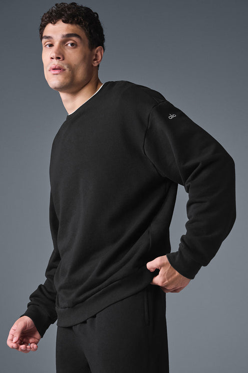 alo Men's Chill Crew Neck Pullover - Black