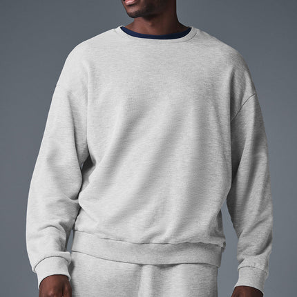 alo Men's Chill Crew Neck Pullover - Athletic Heather Grey