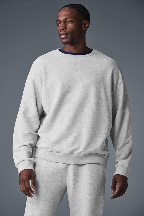 alo Men's Chill Crew Neck Pullover - Athletic Heather Grey