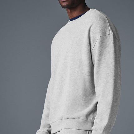 alo Men's Chill Crew Neck Pullover - Athletic Heather Grey