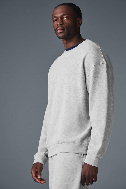 alo Men's Chill Crew Neck Pullover - Athletic Heather Grey
