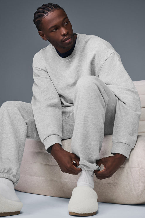 alo Men's Chill Crew Neck Pullover - Athletic Heather Grey