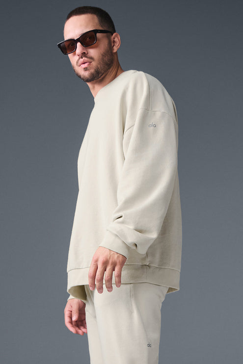 alo Men's Chill Crew Neck Pullover - Bone