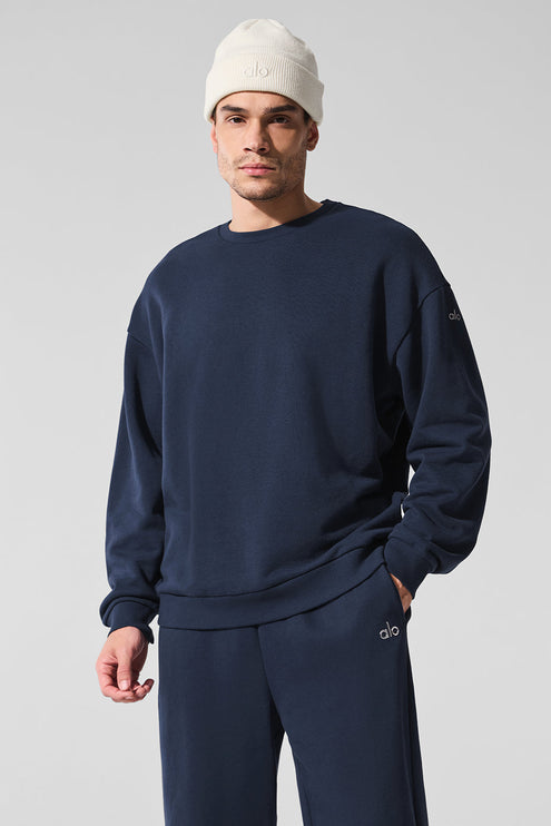alo Men's Chill Crew Neck Pullover - Navy