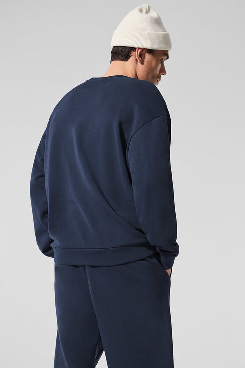 alo Men's Chill Crew Neck Pullover - Navy