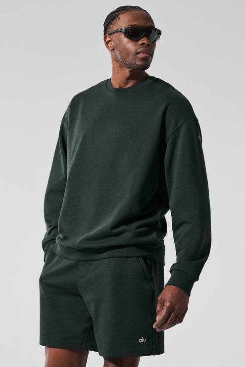 alo Men's Chill Crew Neck Pullover - Charcoal Green