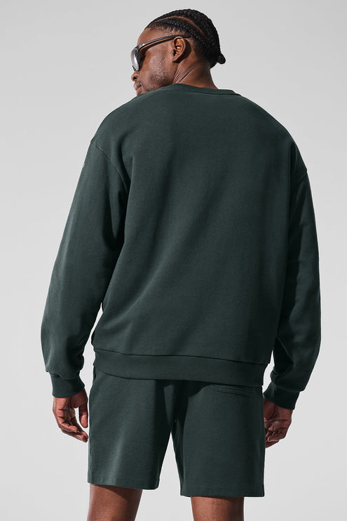alo Men's Chill Crew Neck Pullover - Charcoal Green
