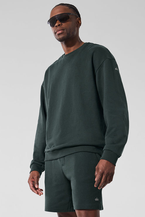 alo Men's Chill Crew Neck Pullover - Charcoal Green