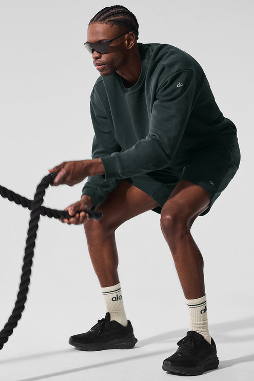 alo Men's Chill Crew Neck Pullover - Charcoal Green