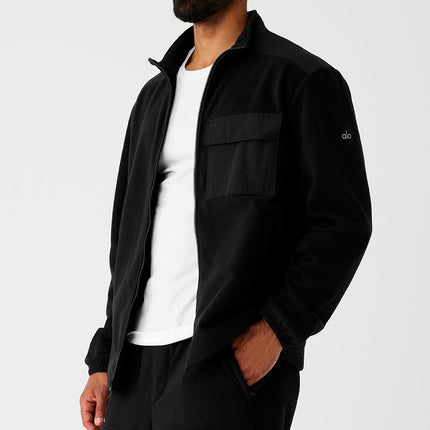 alo Men's Polar Fleece Ridge Full Zip Jacket - Black