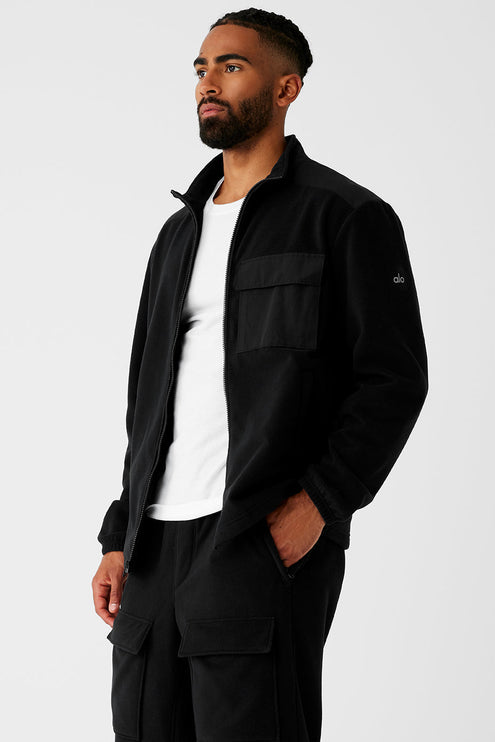 alo Men's Polar Fleece Ridge Full Zip Jacket - Black