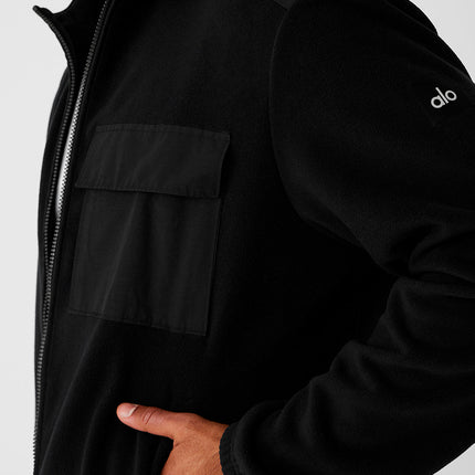 alo Men's Polar Fleece Ridge Full Zip Jacket - Black