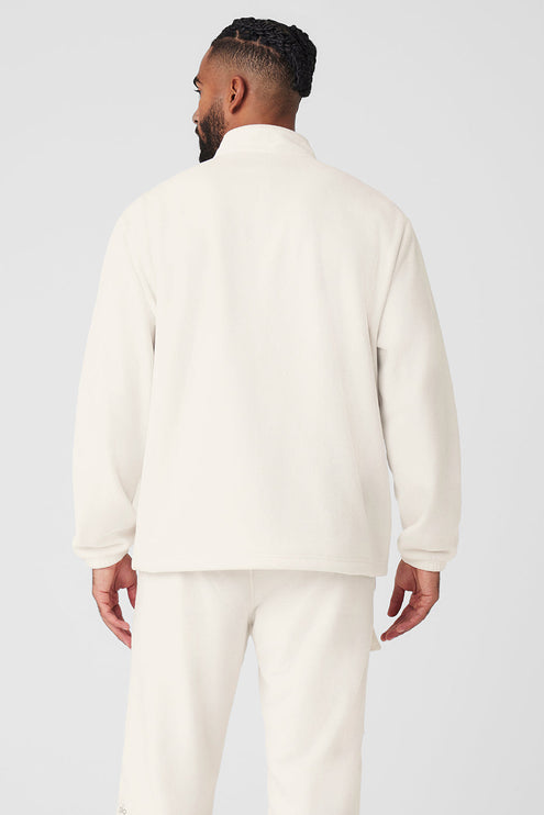 alo Men's Polar Fleece Ridge Full Zip Jacket - Ivory