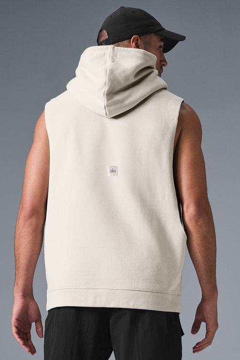 alo Men's Renown Sleeveless Hoodie - Bone