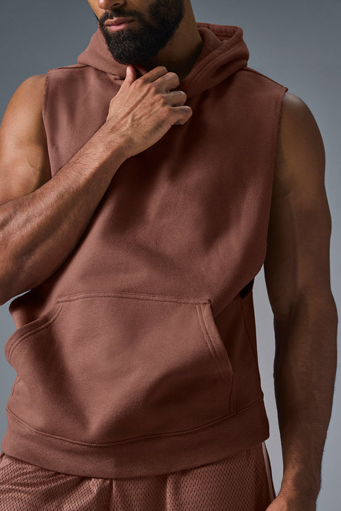 alo Men's Renown Sleeveless Hoodie - Chestnut