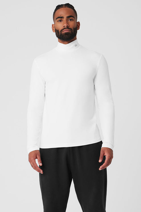 alo Men's Conquer Reform Mock Neck Long Sleeve - White