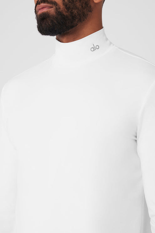 alo Men's Conquer Reform Mock Neck Long Sleeve - White