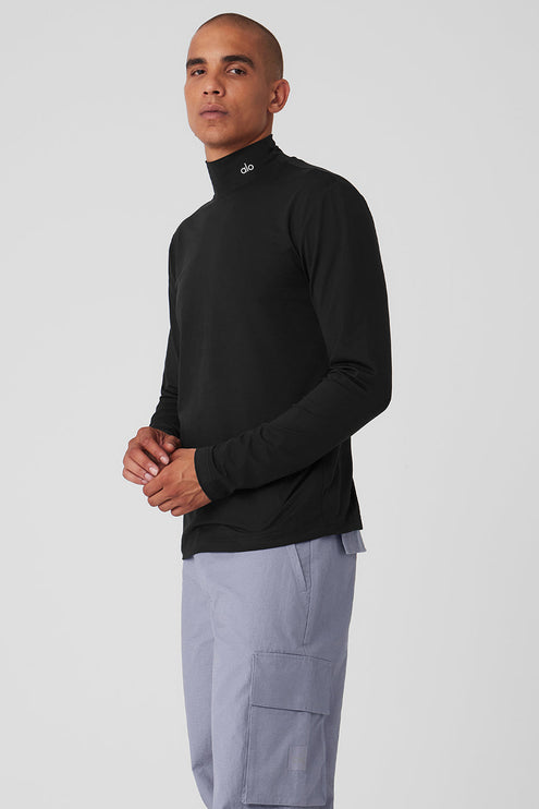 alo Men's Conquer Reform Mock Neck Long Sleeve - Black