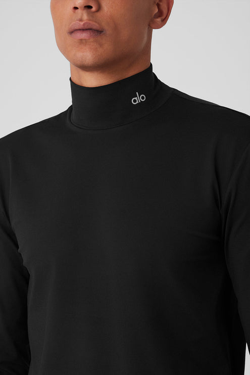 alo Men's Conquer Reform Mock Neck Long Sleeve - Black