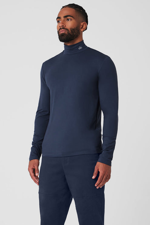 alo Men's Conquer Reform Mock Neck Long Sleeve - Navy