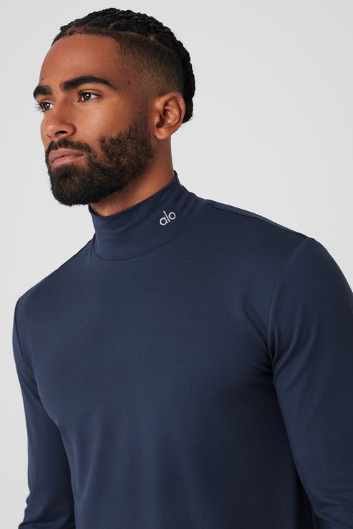 alo Men's Conquer Reform Mock Neck Long Sleeve - Navy