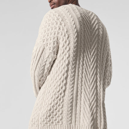 alo Men's Cable Knit Crew Neck Sweater - Bone