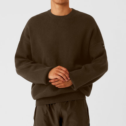 alo Men's Scholar Crew Neck Sweater - Espresso