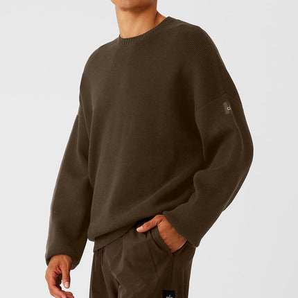 alo Men's Scholar Crew Neck Sweater - Espresso