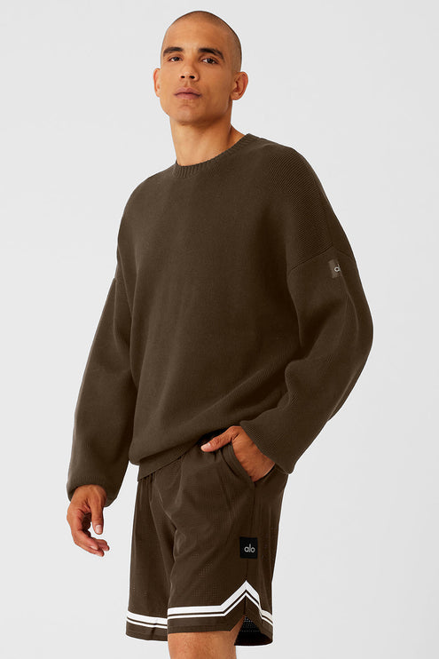 alo Men's Scholar Crew Neck Sweater - Espresso