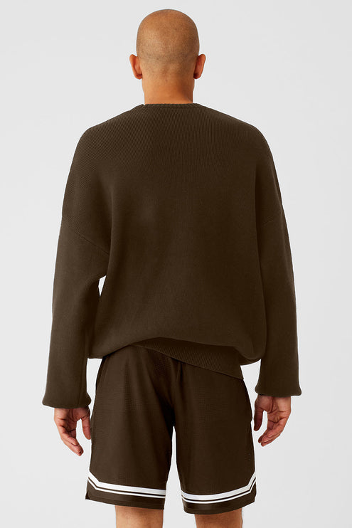 alo Men's Scholar Crew Neck Sweater - Espresso