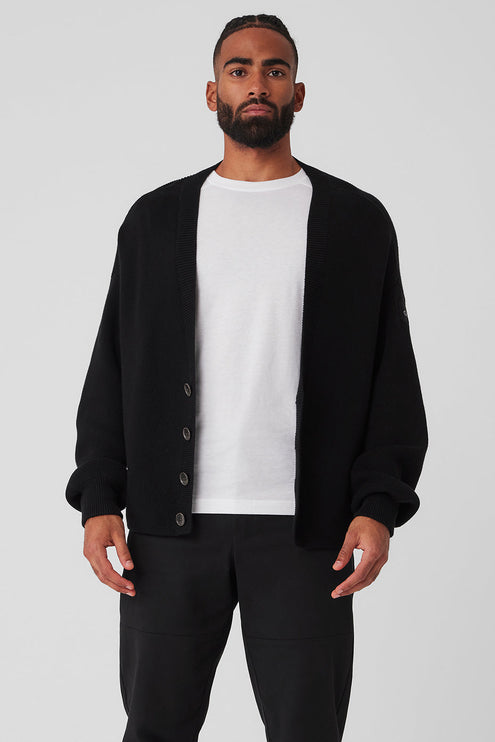 alo Men's Scholar Cardigan Sweater - Black