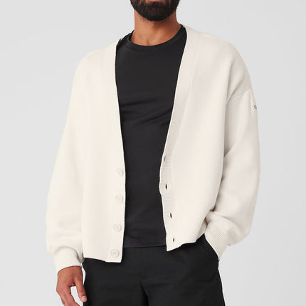 alo Men's Scholar Cardigan Sweater - Ivory