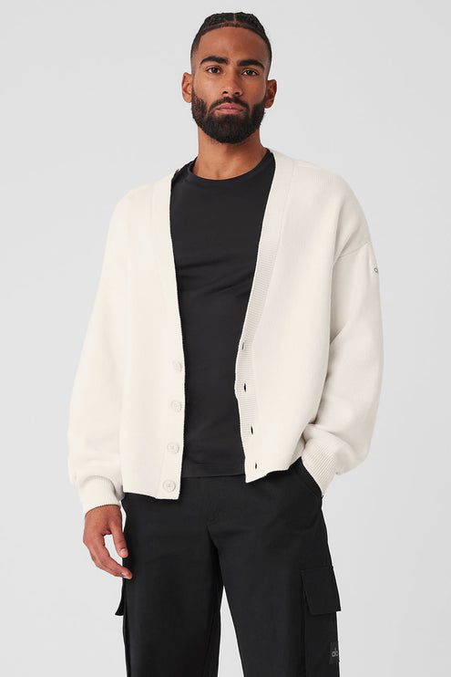 alo Men's Scholar Cardigan Sweater - Ivory