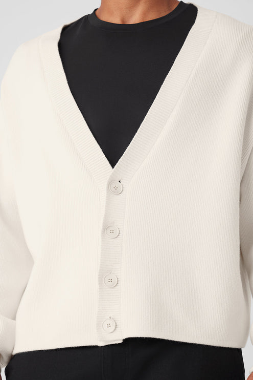 alo Men's Scholar Cardigan Sweater - Ivory