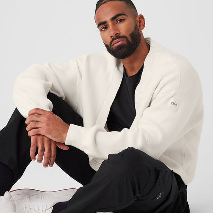 alo Men's Scholar Cardigan Sweater - Ivory