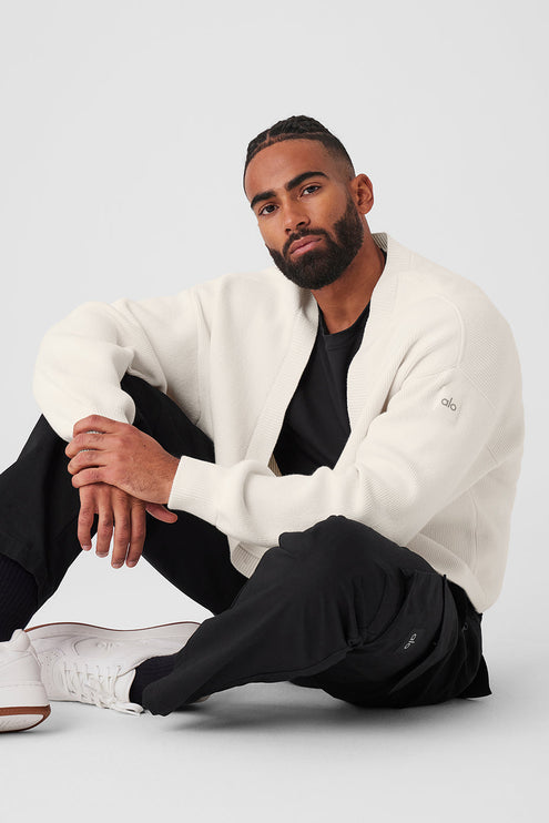 alo Men's Scholar Cardigan Sweater - Ivory