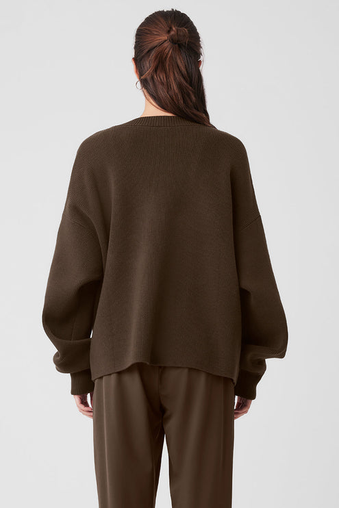 alo Women's Scholar Cardigan Sweater Espresso