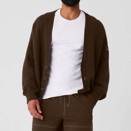 alo Men's Scholar Cardigan Sweater - Espresso