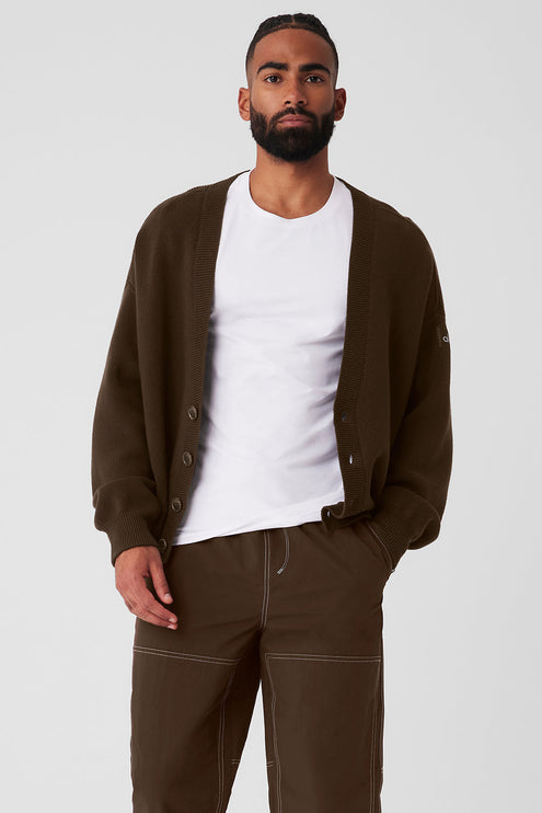 alo Men's Scholar Cardigan Sweater - Espresso